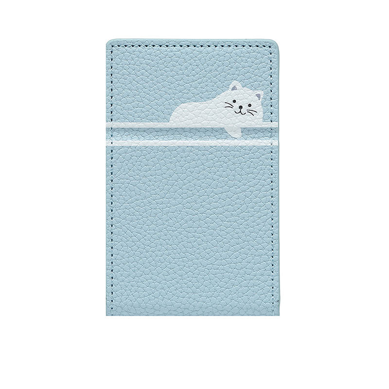 Compatible with iPhone 16 Pro Max magnetic mirror cardholder creative cartoon cat foldable MagSafe leather card case.