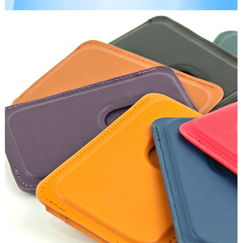 MagSafe magnetic leather card holder phone stand suitable for iPhone 16 with strong magnets and multifunctional features.