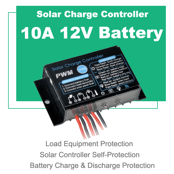 Solar Monitoring Warning Light Charge and Discharge Controller 12V/24V Waterproof 5A~20