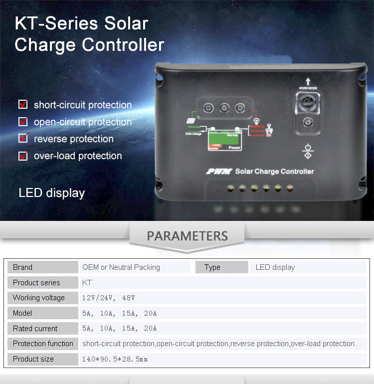 Factory supply solar controller solar street light controller 12V 24V 10A 20A 30A