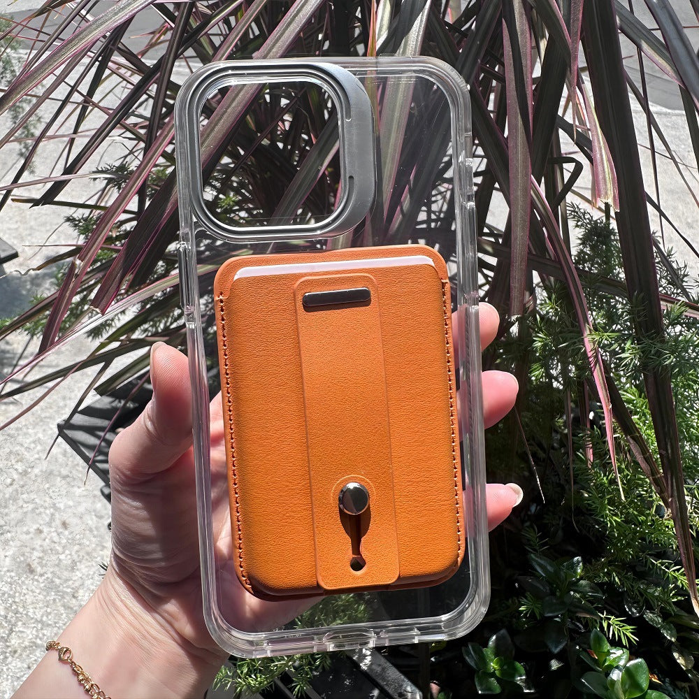 The strong magnetic card holder ring stand is suitable for Apple MagSafe strong magnetic leather card holder.