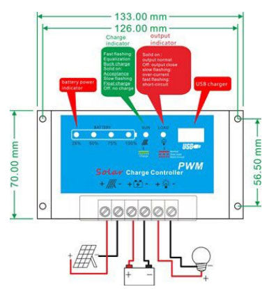 Solar Controller 12V/24V Adaptive 10A 20A 30A Solar Charge Controller for Household Street Lights Photovoltaic Charging