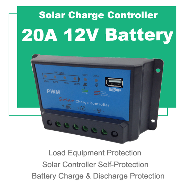 Solar Controller 12V/24V Adaptive 10A 20A 30A Solar Charge Controller for Household Street Lights Photovoltaic Charging