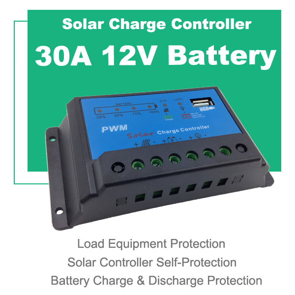 Solar Controller 12V/24V Adaptive 10A 20A 30A Solar Charge Controller for Household Street Lights Photovoltaic Charging